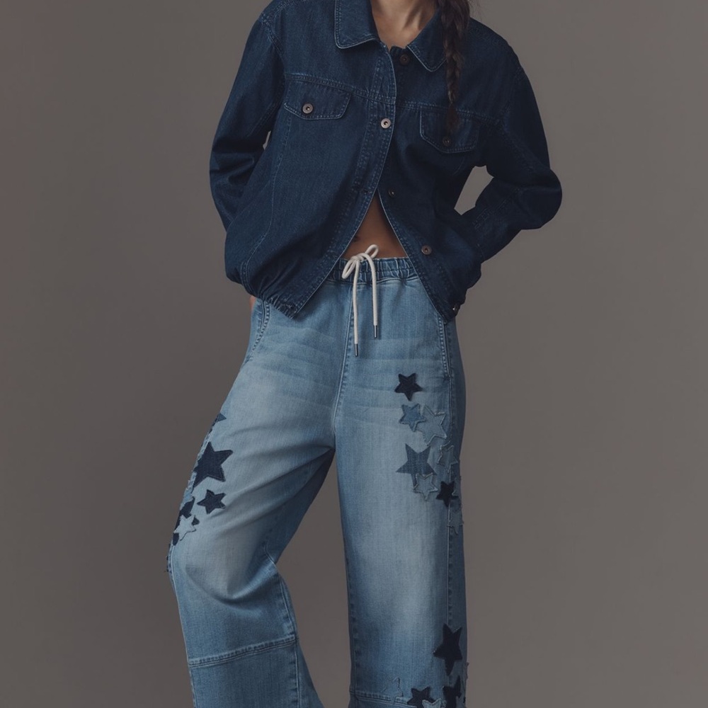 Pilcro Denim Star-Patterned Flare Jeans - Picture 3 of 8